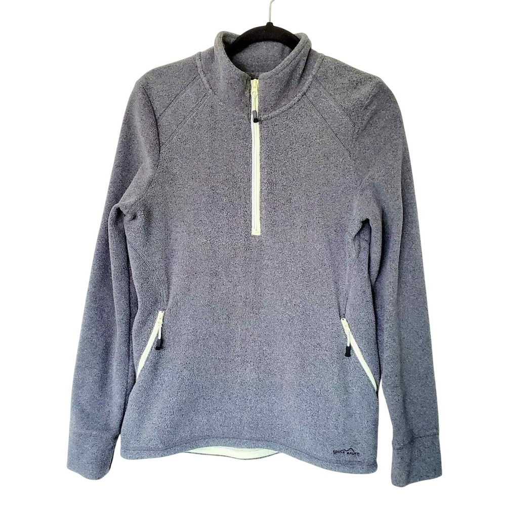 Eddie Bauer Sz M Gray Fleece Sweatshirt With Yellow Zipper Accents Gorpcore‎